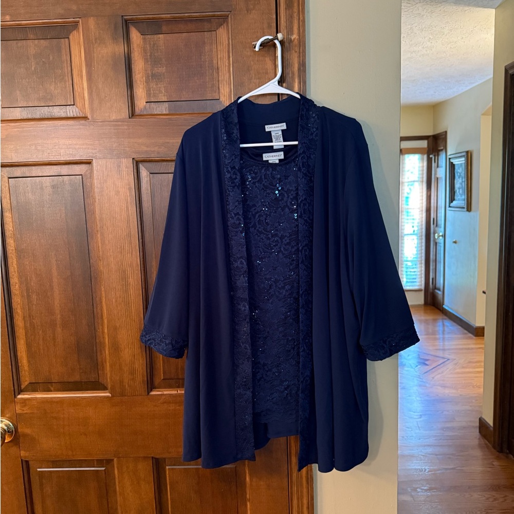 Plus Size Catherine’s 3 piece Pants Suit Navy Lace